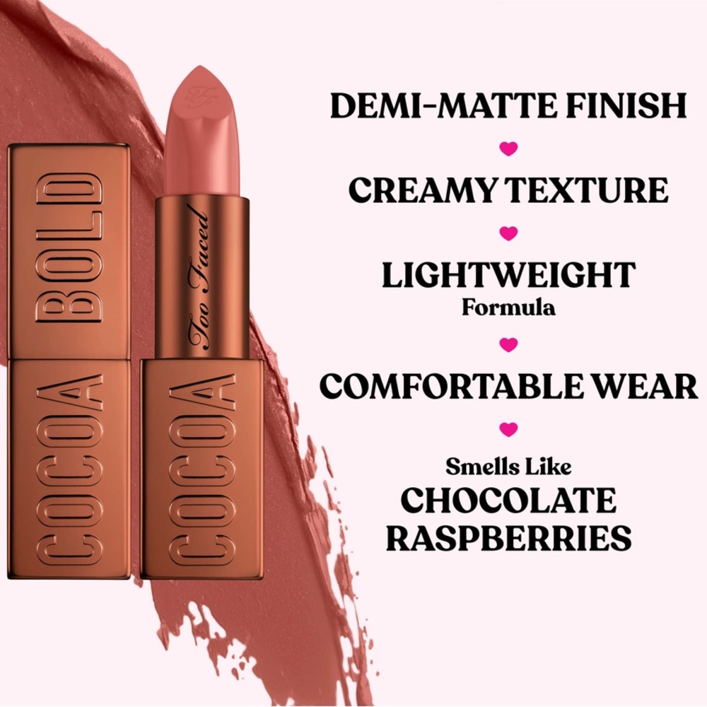 Too Faced Cocoa Bold Em- Power Cream Lipstick Chocolate Strawberry